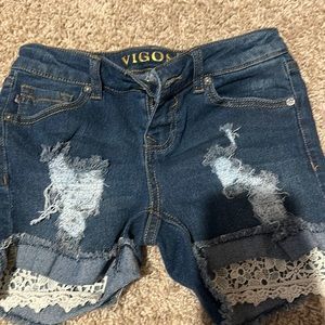 Dark washed Vigoss jean shorts size 10 in children’s.